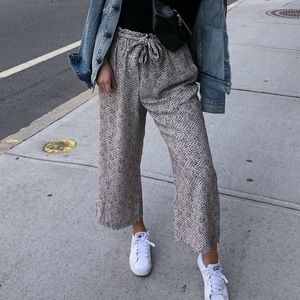 Cream and white leopard print pants